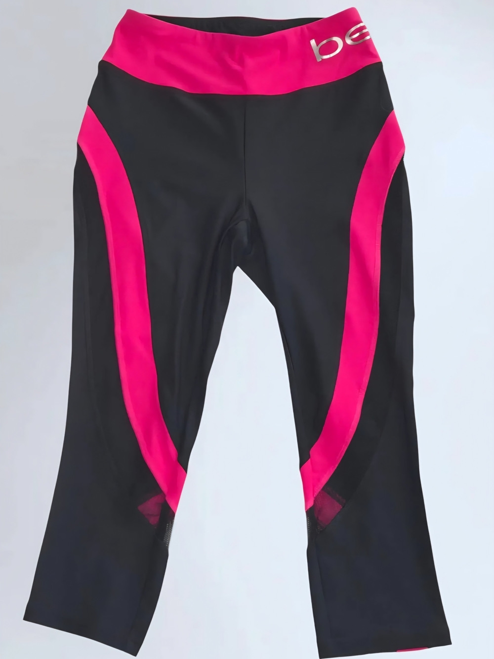 BEBE Pink and Black Performance Mesh Insert Sport Pants, Size 1X